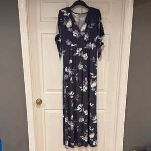Maternity Floral Navy Maxi Dress - Perfect for Date Night or Baby Shower!